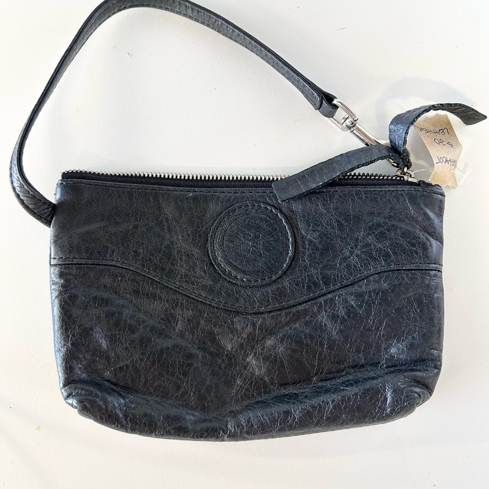 Black Leather Wristlet